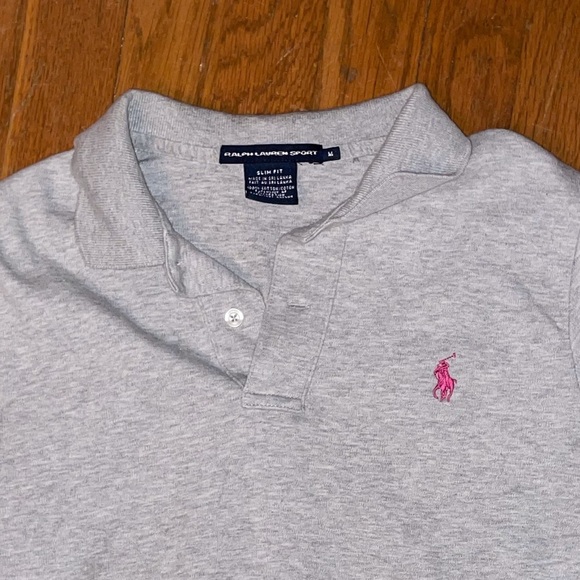 Ralph Lauren Tops - Ralph Lauren sport polo shirt gray pink slim fit
